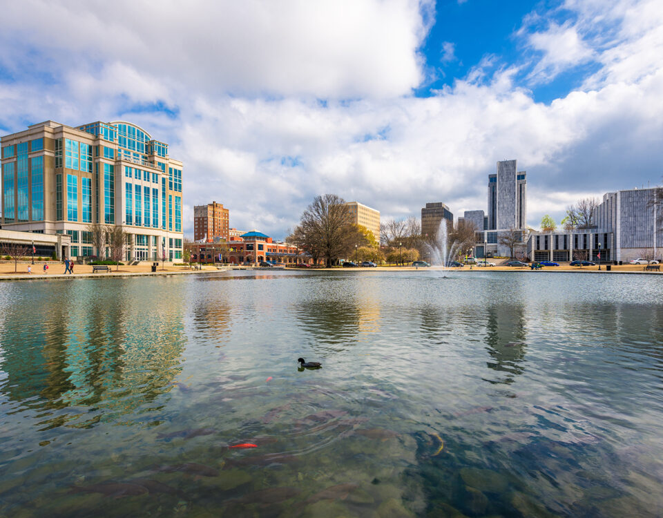 Downtown Huntsville Alabama skyline representing a growing technology and engineering hub